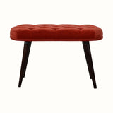 Femia Velvet Bench - Brick Red/Walnut