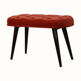 Femia Velvet Bench - Brick Red/Walnut