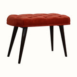 Femia Velvet Bench - Brick Red/Walnut