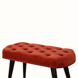 Femia Velvet Bench - Brick Red/Walnut