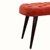 Femia Velvet Bench - Brick Red/Walnut