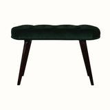 Femia Velvet Bench - Emerald/Walnut