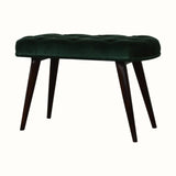 Femia Velvet Bench - Emerald/Walnut