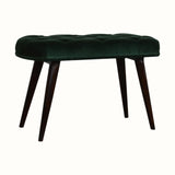 Femia Velvet Bench - Emerald/Walnut