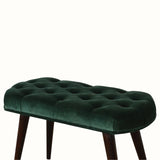 Femia Velvet Bench - Emerald/Walnut