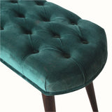 Femia Velvet Bench - Emerald/Walnut