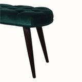 Femia Velvet Bench - Emerald/Walnut