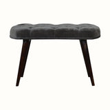 Femia Velvet Bench - Grey/Walnut