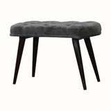 Femia Velvet Bench - Grey/Walnut