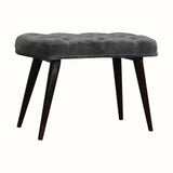 Femia Velvet Bench - Grey/Walnut