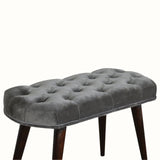 Femia Velvet Bench - Grey/Walnut