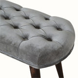 Femia Velvet Bench - Grey/Walnut