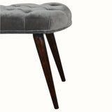 Femia Velvet Bench - Grey/Walnut