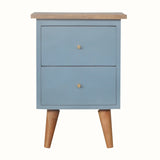 Cline 2 Drawer Bedside Table - Light Blue/Natural