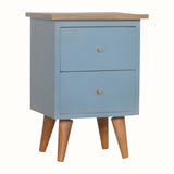 Cline 2 Drawer Bedside Table - Light Blue/Natural