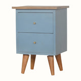 Cline 2 Drawer Bedside Table - Light Blue/Natural