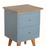 Cline 2 Drawer Bedside Table - Light Blue/Natural