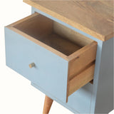 Cline 2 Drawer Bedside Table - Light Blue/Natural