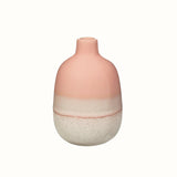 Ombre vase in pink glaze with white stoneware dipped effect.