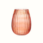 Amber Glass Fluted Vase